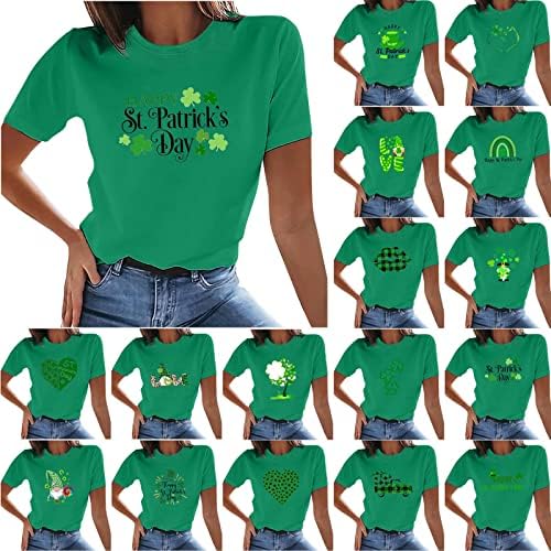 חולצת ט פטריק סנט פטריק של נשים חולצה שרוול קצר חולצה ירוקה טיז בסיסי אירלנד תלתן שמרוק טוניקות מודפסות