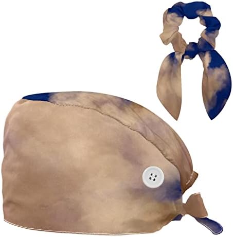 yoyoamoy כובעי עבודה רפואיים עם כפתורים, עניבת כותנה כותנה עניבת כובע אחורי ענני שמיים כחולים