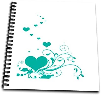 3drose Aquamarine Hearts and Curlicue עלי באהבה - ציור ספרים