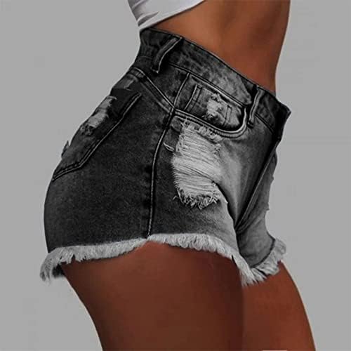 מכנסי ג'ינס קצרים נשים סקסיות קיץ מזדמן מזדמן מותניים מכנסיים קצרים במצוקה חופשה במצוקה חוף מכנסיים קצרים