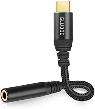 Glubee USB C עד 3.5 ממ מתאם שמע, מתאם שקע אוזניות אנדרואיד, מתאם Android AUX, USB C ל- Audio Clowed Nylon Cable