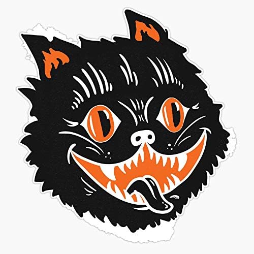 מסחר ב- RQH וינטג 'ליל כל הקדושים מדבקת חתול שחור פגוש ויניל מדבקה 5' ', RQH-SKTON-STICKERS-323
