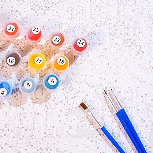 ערכת DIY Paint לפי מספרים לילדים ומבוגרים מתחילים - ציור סחלב לפי מספרים עם 3 מברשות צבע ופיגמנט