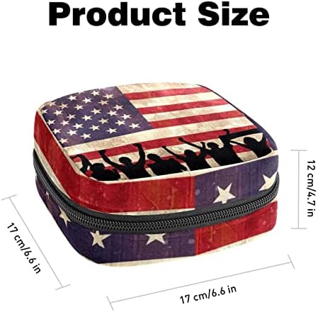 מפית סניטרית אחסון תיק, תקופת תיק, כרית סניטרית פאוץ, קטן איפור תיק, עצמאות יום אמריקאי דגל דפוס