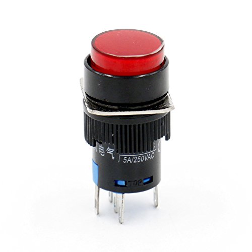 BAOMAIN 5/8 16 ממ כפתור לחצן מתג רגעי מכסה עגול LED מנורת אור אדום אור אדום AC 110V SPDT 5 PIN 3 חבילה
