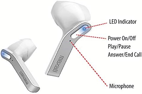 Maxell Jellez True Wireless Bluetooth 5.0 אוזניים + מארז טעינה גומי ואוזניות אוזניים - התאמת נוחות מאובטחת