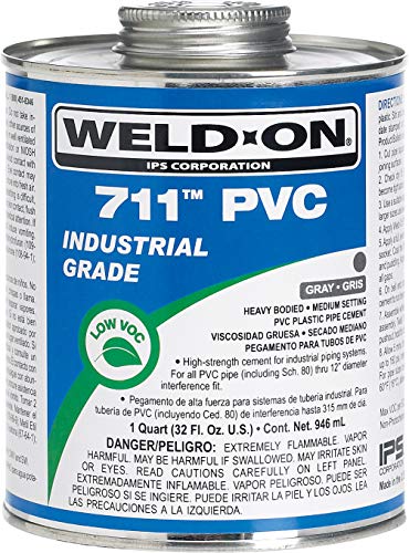 Weld-On 10119 711 ציון תעשייתי PVC מלט ממס חוזק גבוה עם חוזק גבוה-הגדרה בינונית ונמוכה-ווק, אפור,