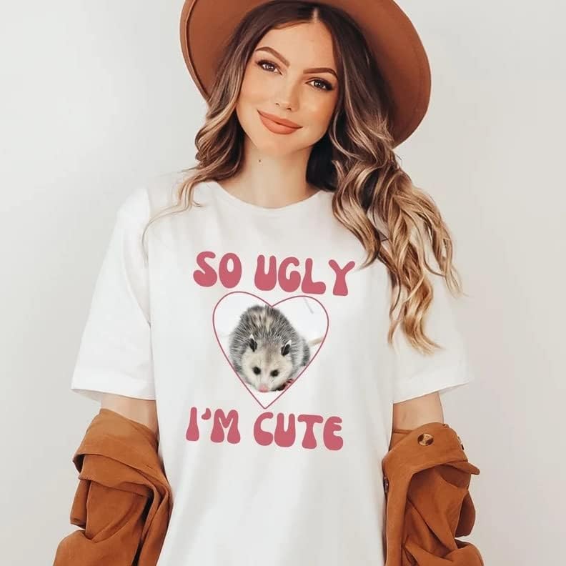 מצחיק כל כך מכוער אני חמוד אופוסום ולנטיין חולצה, מצחיק רחוב חתול פוסום חולצה מתנה