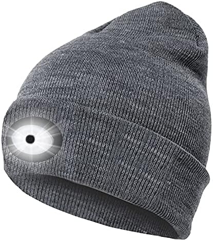 LED מואר מואר מואר כובע, כובע כפה סרוג יוניסקס חורפי עם כבל USB, כובע פנס חופשי בידיים עם תאורה
