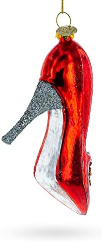קישוט חג המולד של חג המולד של זכוכית נעל אדומה