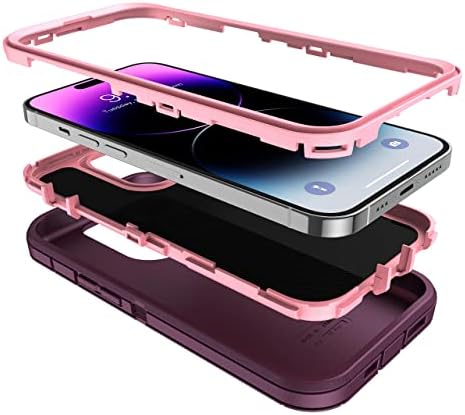 מארז MXX תואם ל- iPhone 14 Pro Max, עם מסך זכוכית מחוסמת, מגן עדשת מצלמה 3 שכבות 3 שכבות כבד מלא פגוש