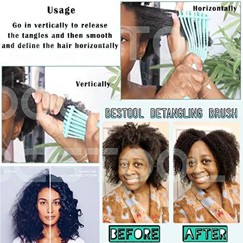 מברשת מתנתקת של Bestool לשיער טבעי, מברשת שיער מתולתלת מברשת מתולתלת לכל אפרו אמריקה רטובה או יבשה 3A עד