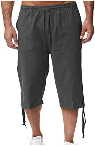 סקסיגול פשתן גברים של מכנסיים מטען קיץ מזדמן רב כיס סרבל 2023 רופף הולם אופנה שרוך בתוספת גודל מכנסיים קצרים