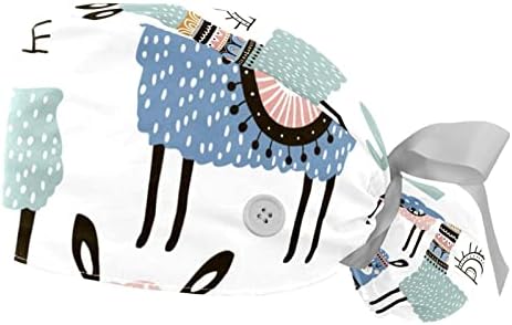 Lixiaoyuzz כובע עבודה חמוד של Alpaca עם כפתורים רצועת זיעה כובעי עבודה קשירה סרטים לאחור לנשים