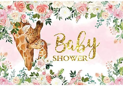 דורסב 6 * 4 רגל תינוק מקלחת רקע חמוד ג ' ירפה ורוד לבן צבעי מים פרחים צילום רקע ילדה נסיכת תינוק מקלחת מסיבת