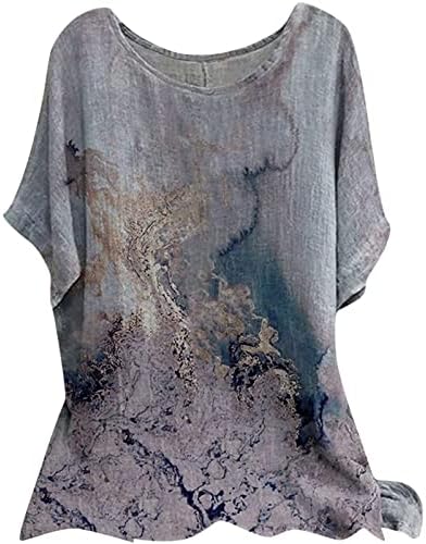 ארוך שרוול טרנדי מקרית מודפס חולצות לנשים צוות צוואר בסיסי חולצות קל משקל בתוספת גודל קיץ