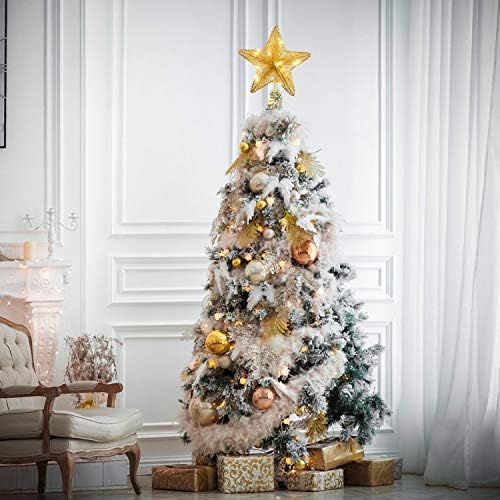 טופר עץ חג המולד מואר, Lvydec, עץ כוכבים מואר המופעל על ידי סוללה כוכב זהב כוכב חג המולד קישוט עם 2 מצבי