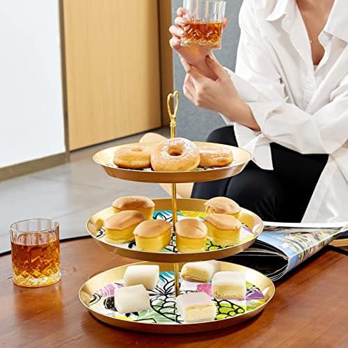 עמדת עוגה סט 3 דוכני קאפקייקס שכבה פלטת מאפה לשימוש חוזר לקישוטים למסיבות תה יום הולדת, גרפיטי