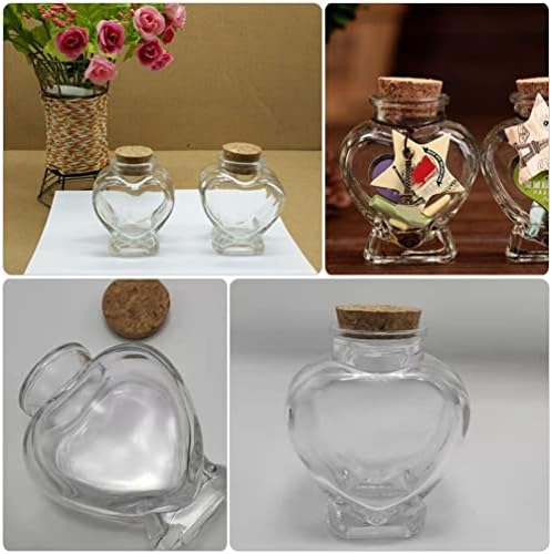Homoyoyo מתנות כלה 10 יחידות זכוכית משאלה בקבוקים לבוש לב בקבוקון לב זכוכית לב זכוכית לטובת צנצנות פקק בקבוקי