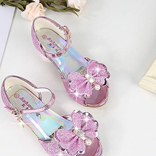 Happyyami ילדה קטנה חתונה סנדלי ריינסטון סנדלי נסיכה קריסטל נעלי עקב גבוה לילדים פעוט