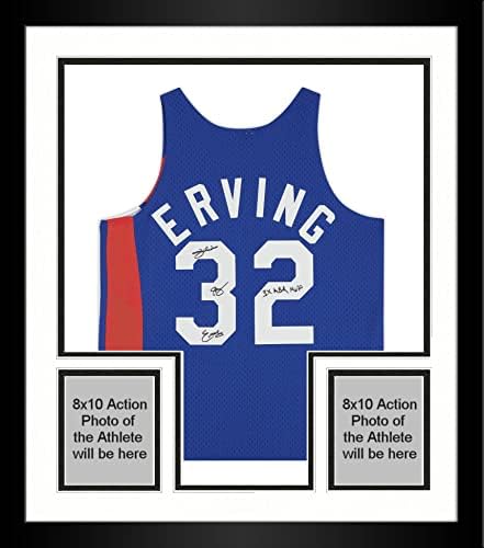 ממוסגר יוליוס ארווינג ניו יורק נטס חתימה רויאל כחול מיטשל ונס 1973-1974 סווינגמן גופייה עם כתובת 3x ABA MVP