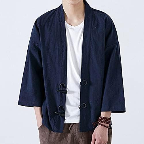 מעיל מעיל גברים אופנה יפני יוקאטה מעיל מזדמן קימונו קמונו כותנה וינטג 'מעילים עליונים רופפים