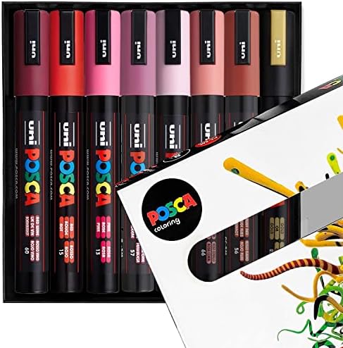 POSCA - PC -5M - עטים לאמנות סמן צבע - 1.8-2.5 ממ - סט של 8 ולנטיין של 8 בתיבת מתנה