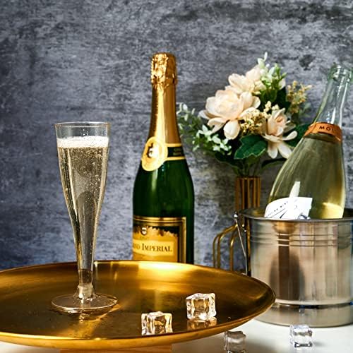 ג ' ולי שף 100 חבילה פלסטיק שמפניה חלילי חד פעמי 4.5 עוז זהב גליטר פלסטיק שמפניה משקפיים מושלם לחתונה, חג ההודיה,