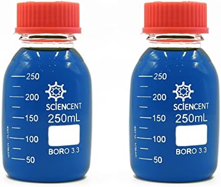250 מל דליפה הוכחה בקבוק מדיה סופר בורוסיליקט עבה בוגר כובע בורג GL45 עמיד 250 מל בקבוקי זכוכית
