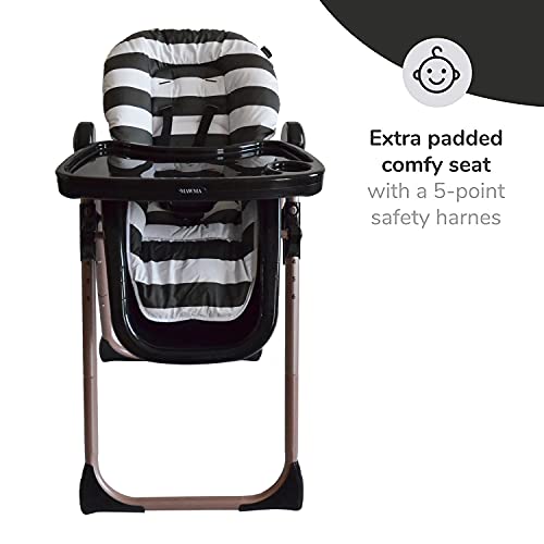 התינוק שלך 'מאומה מאת סנוקי' עלה פסים שחורים מזהב כיסא תינוקות פיצרוביה - כיסא תינוק מתכוונן לגובה-קל לניקוי