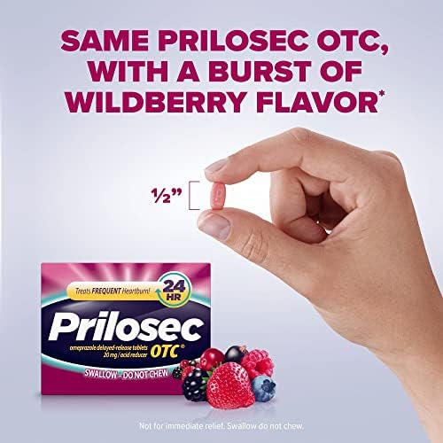 Prilosec OTC מפחית חומצות, טבליות שחרור מעוכבות, Wildberry 42 EA