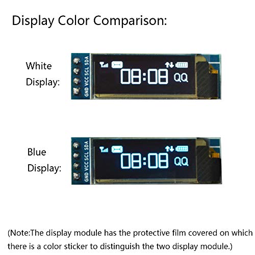 Treedix 2pcs 0.91 אינץ 'מודול תצוגה OLED מודול צבע כחול לבן תצוגה I2C ממשק SSD1306 מנהל התקן מסך OLED