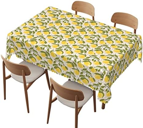 מפת שולחן בדוגמת לימון בגודל 52 על 70 אינץ', בגדי שולחן מלבניים לשולחנות בגובה 4 רגל - עמיד למים כתם