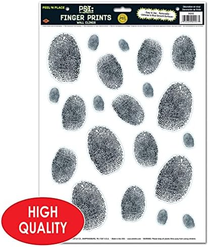 Beistle 54242 קיר טביעות אצבע 22 חתיכות נקלעות 1 גיליון 1, 12 על 17 אינץ ', שחור/לבן
