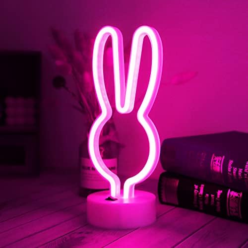 פסחא קישוטי ארנב אורות שלטי ניאון, יצירתי באני ניאון אורות עם בסיס סוללה / מופעל ארנב דברים עבור בית,