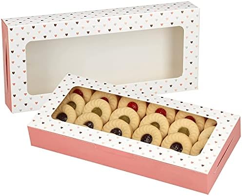 מאקולו 20 מארז קופסאות מאפייה עם חלון 9.5 על 4.3 על 1.4 אינץ ' לעוגיית סוכר, תות מכוסה שוקולד, עוגה, ממתקים, טארט,