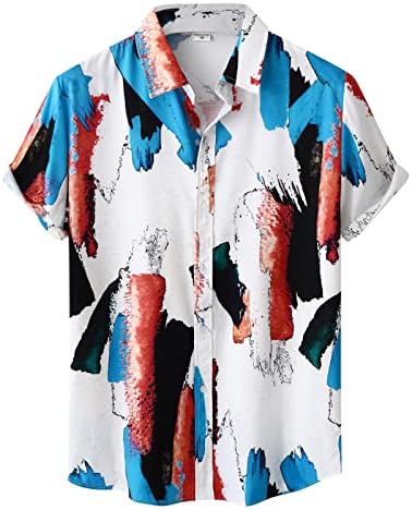 יאנגקיגי אימון חולצות לגברים גברים של הוואי חולצה קצר שרוול כפתור למטה חוף חולצות למטה חולצה