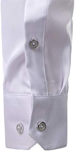 חולצות שמלה עם כפתור שרוול ארוך בגזרה דקה רשמית לגברים עם כיס