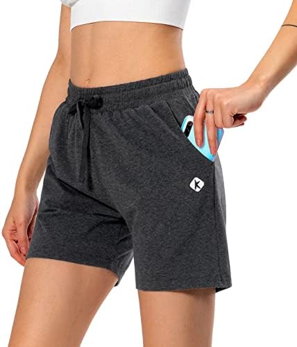 מכנסיים קצרים של ברמודה כותנה של KSMIEN לנשים עם כיסים עמוקים לנשים טרקלין הליכה בריצה אתלטיק