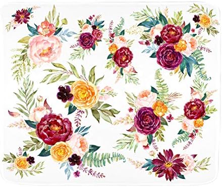שמיכת תינוקת - עיצוב דפוסי פרחים מינקי 30 x 40