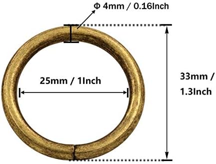אבזם טבעת טבעת טבעת ברונזה גנרית 1 טבעת לולאה בקוטר פנימה לחבילת שומר רצועה של 10