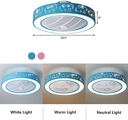 Lakiq 20.5 '' LED LED מאוורר תקרת תאורה 7 להבים חדר השינה של הילד מודרני אורות תקרה אקריליק הרכבה 3-צבעים לעומק