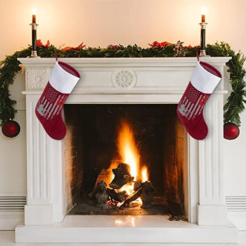 ציד ברווז דגל אמריקאי אדום גרבי חג חג המולד קישוטי הבית לקש עץ חג המולד גרביים תלויים