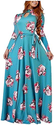 Lcziwo נשים הדפס פרחוני שמלת מקסי שרוול ארוך פלוס גודל גודל חוף מזדמן שמלות ארוכות שמלות ערב אלגנטיות