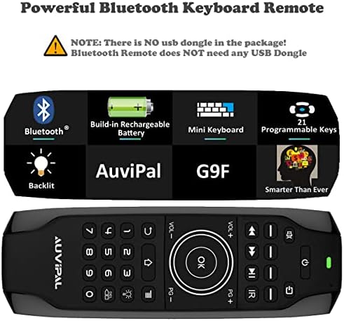 מקלדת Auvipal G9F Lack Lattile Mini Bluetooth, שלט רחוק החלפה עם 21 מקשי IR עבור TV Stick 4K, Chromecast