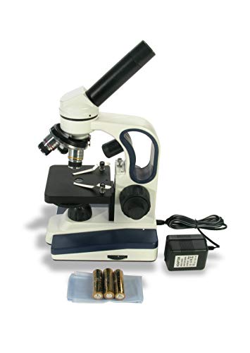 מיקרוסקופ תרכובת מונוקולרי בסיסי חינוכי אמריקאי 7-1358, עינית פי 10, הגדלה פי 40-400, ברייטפילד, תאורת טונגסטן,