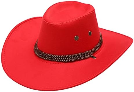 מבוגר מזדמן קיץ מוצק אופנה מערבית קאובוי שמש כובע רחב שוליים רחבים כובע השמש שרשרת כובע קאובוי