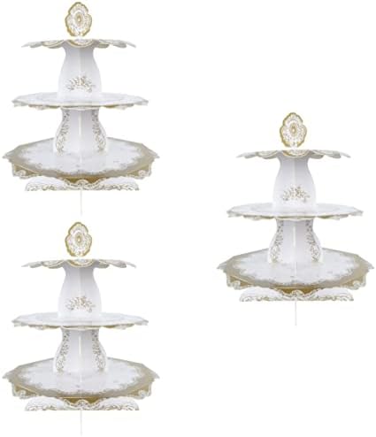 ABOOFAN 3 PCS נושא שלוש מגדל עגול מחזיק חתונה מתלה ליום הולדת המגיש שכבות תצוגה של שלוש שכבות שילדות קינוח