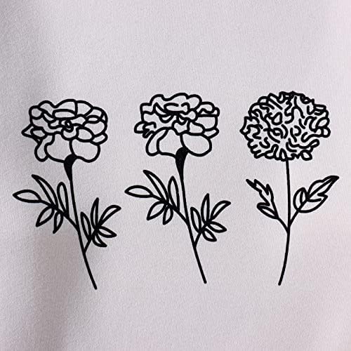 סווטשירט סווטשירט צמר צוואר נשים סווטשירט פרחי בר רופף פרחים פרחוני סוודר מודפס עליון שרוול ארוך