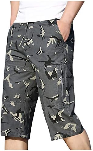 מכנסיים קצרים לגברים של YMOSRH קיץ כושר מזדמן בקיץ פיתוח גוף מכנסי כיס מודפסים מכנסיים קצרים